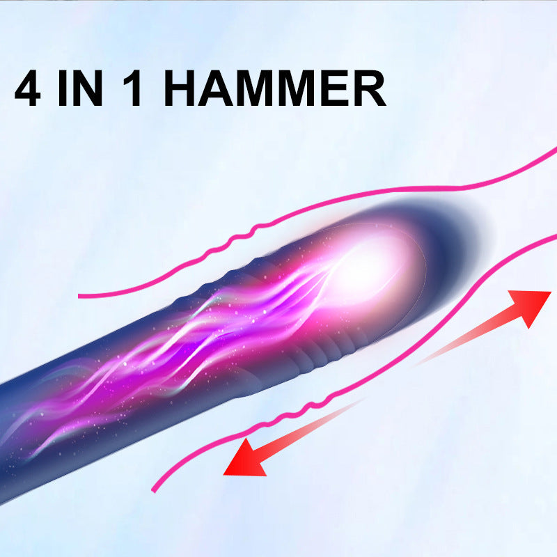 Multi-frequency sucking telescopic hammer vibrator for women