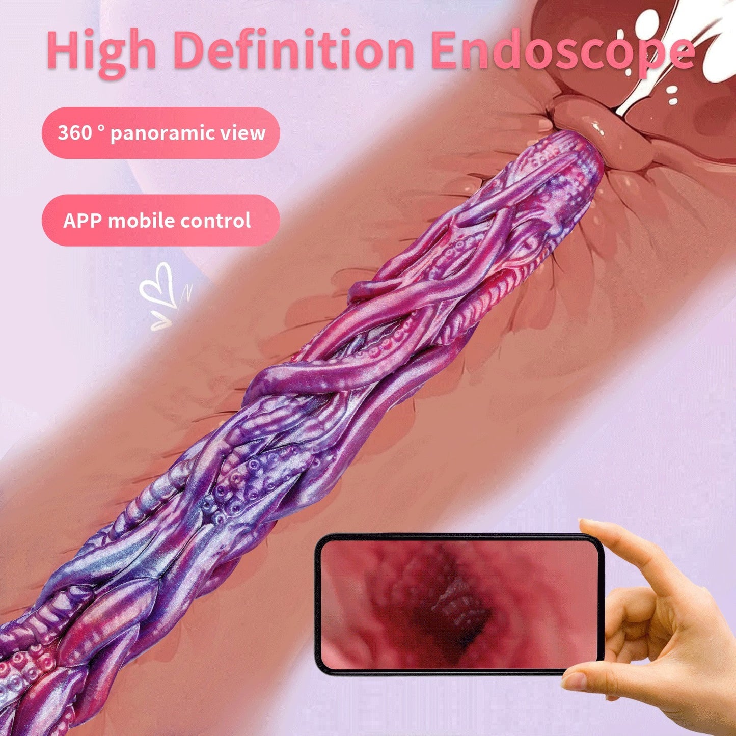 Endoscopic penis camera anal plug masturbation device