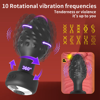 Fruit thorn rotating vibration anal plug female sex wireless remote control anal masturbator
