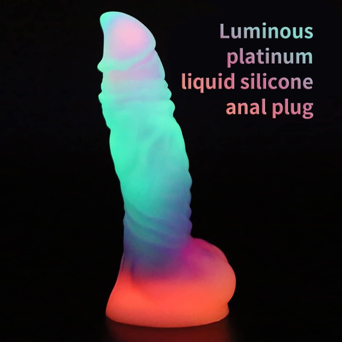Luminous, irregularly shaped silicone massage stick/phallus