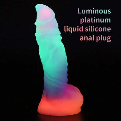 Luminous, irregularly shaped silicone massage stick/phallus
