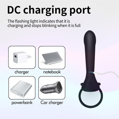 Mobile phone remote control anal couple resonance male wear silicone double ring dildo