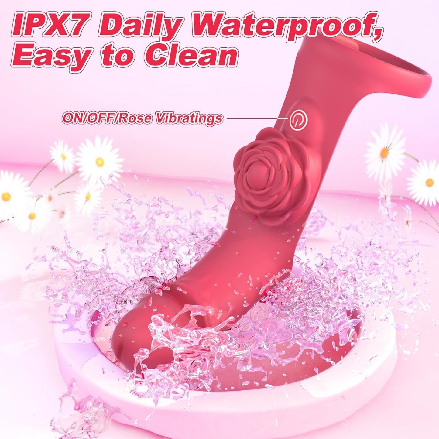 Rose finger strap buckle massager sex toy simulation Head vibrating masturbator