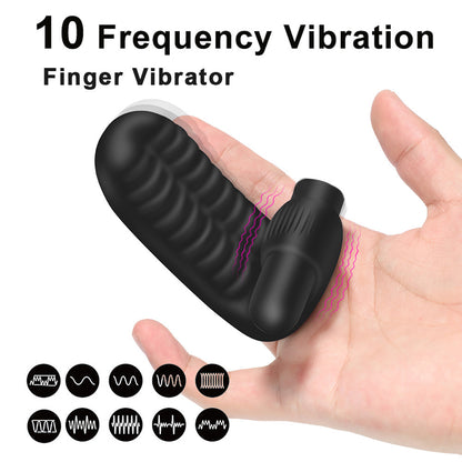 10-frequency rechargeable wearable vibrating sex finger sleeve