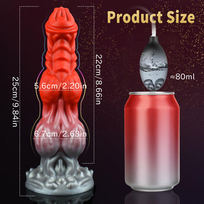 Odd-shaped water-spraying silicone dildo for masturbation