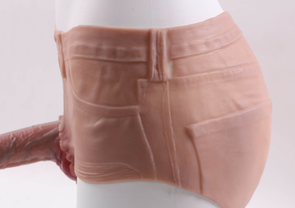 One-piece liquid soft silicone wearable simulated penis