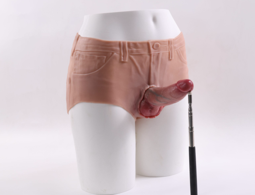 One-piece liquid soft silicone wearable simulated penis