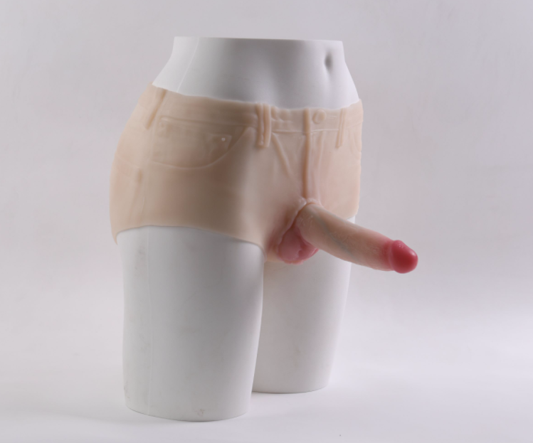One-piece liquid soft silicone wearable simulated penis