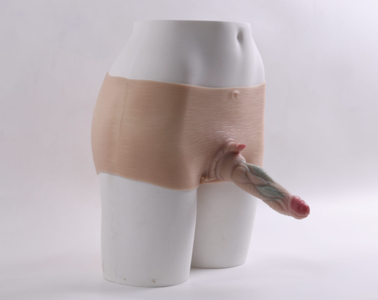 Little Monster Wearable Silicone Realistic Penis Leather Pants