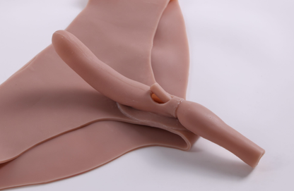 Male to female transformation, covering and concealing penis and genitals, CD crossdressing, fake genital panties, triangle panties, insertable.