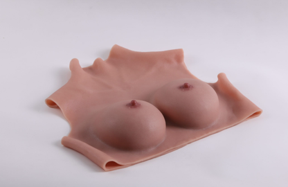 High-neck silicone breast prostheses, male crossdressing/cosplay.